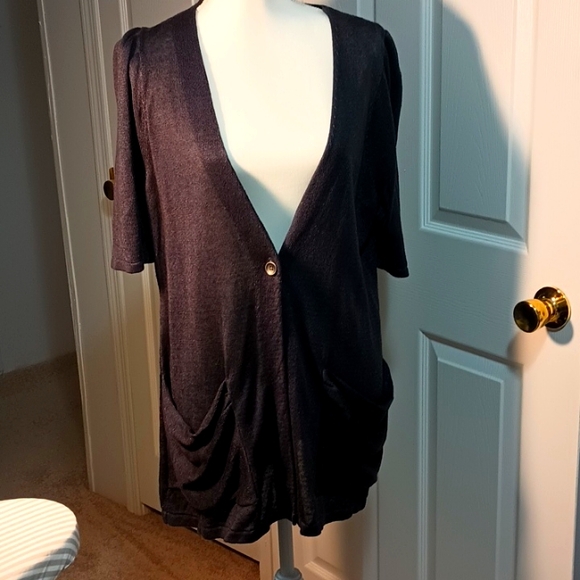 CLASSIQUES ENRIER SLOUCHY soft linen blend women's sweater/jacket  Sz Large - Picture 1 of 11